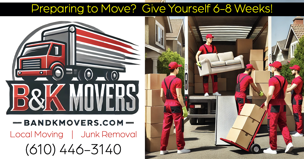 local moving company, 6-8 weeks, junk removal